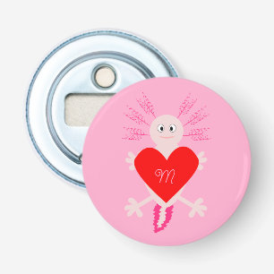 Valentinstag Liebe Herz Axolotl Monogramm individu Flaschenöffner