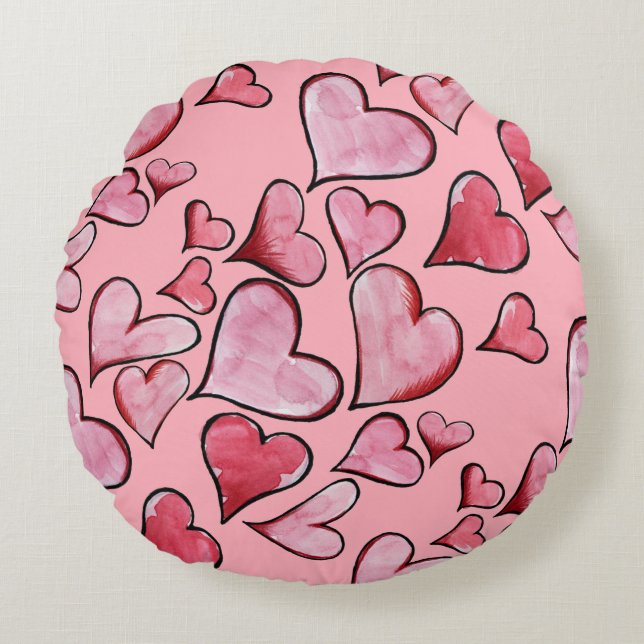 Valentinstag Liebe Herz Rundes Kissen (Vorderseite)