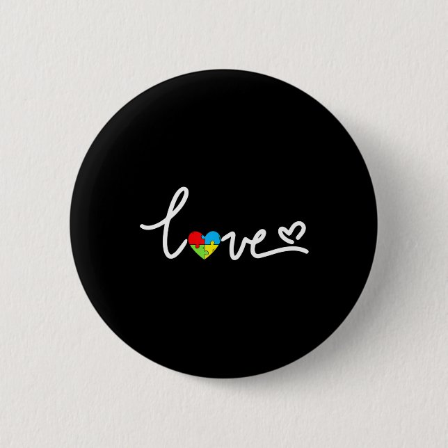 Valentinstag Liebe Herzautismus Bewusstseinsstörun Button (Vorderseite)
