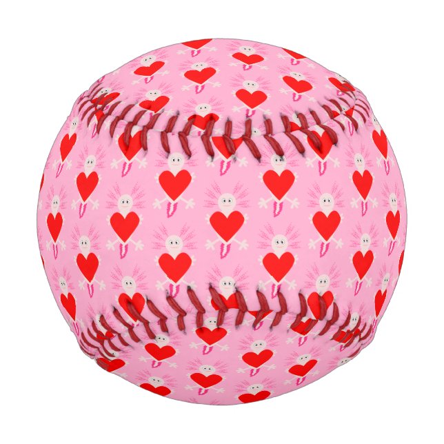 Valentinstag Liebe Herzstück Axolotl Gemustert Baseball (Vorderseite)