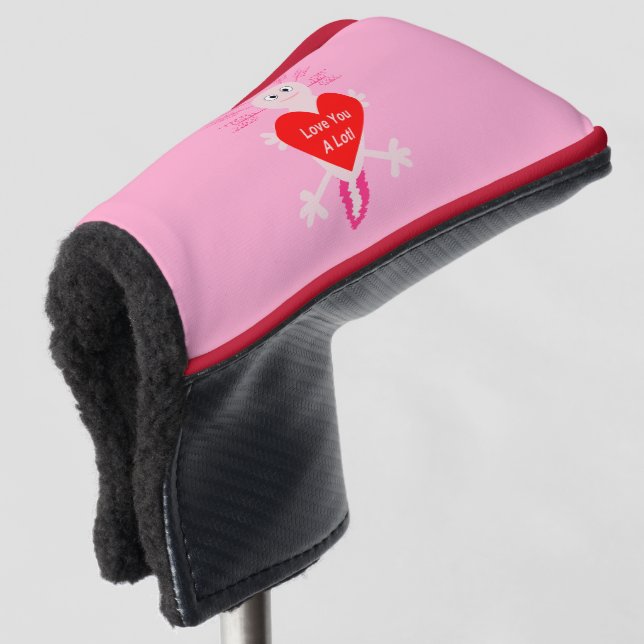 Valentinstag Liebe Herzstück Axolotl Golf Headcover (3/4 Vorderseite)