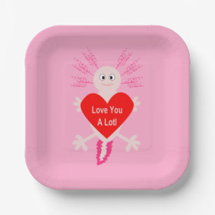 Valentinstag Liebe Herzstück Axolotl Pappteller