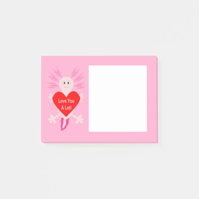 Valentinstag Liebe Herzstück Axolotl Post-it Klebezettel (Vorderseite)