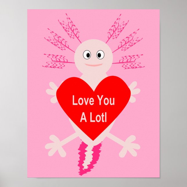 Valentinstag Liebe Herzstück Axolotl Poster (Vorne)