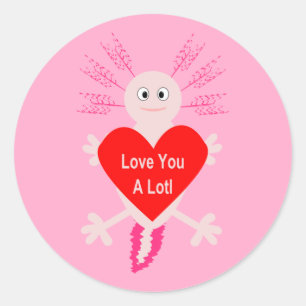 Valentinstag Liebe Herzstück Axolotl Runder Aufkleber