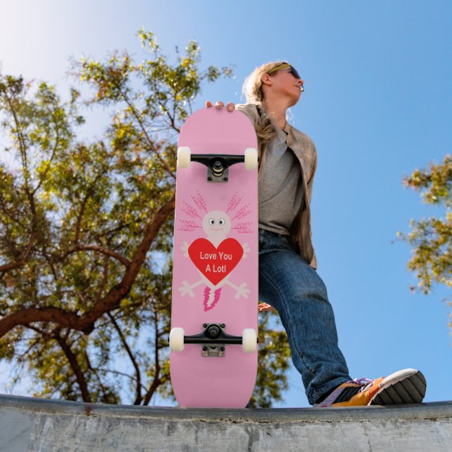 Valentinstag Liebe Herzstück Axolotl Skateboard (Außenbereich 1)