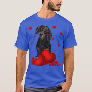 Valentinstag Liebe Hört Dackel Hund Welpe Lov T-Shirt
