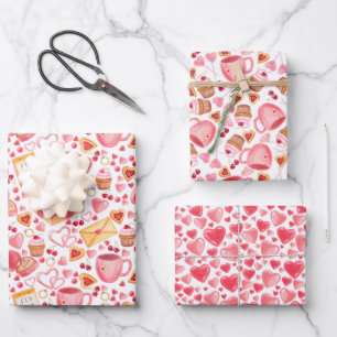 Valentinstag Liebe Hört pink Geschenkpapier Set