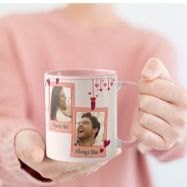 Valentinstag Liebe Hört rosa Rahmen, paarweise Fot Tasse