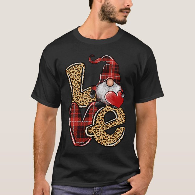 Valentinstag Liebe Leopard Buffalo Kariert T-Shirt (Vorderseite)