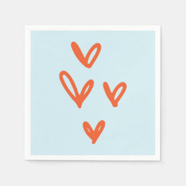 Valentinstag Liebe Pastel Blau und Rot Serviette
