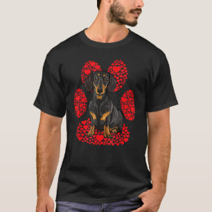 Valentinstag-Liebe-Paw mit schwarzer Dackel T-Shirt