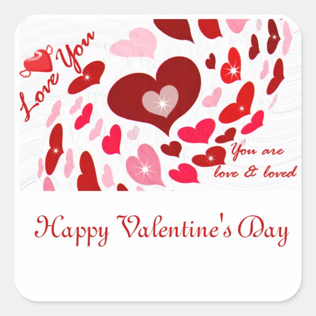 Valentinstag,Liebe_ Quadratischer Aufkleber (Vorderseite)