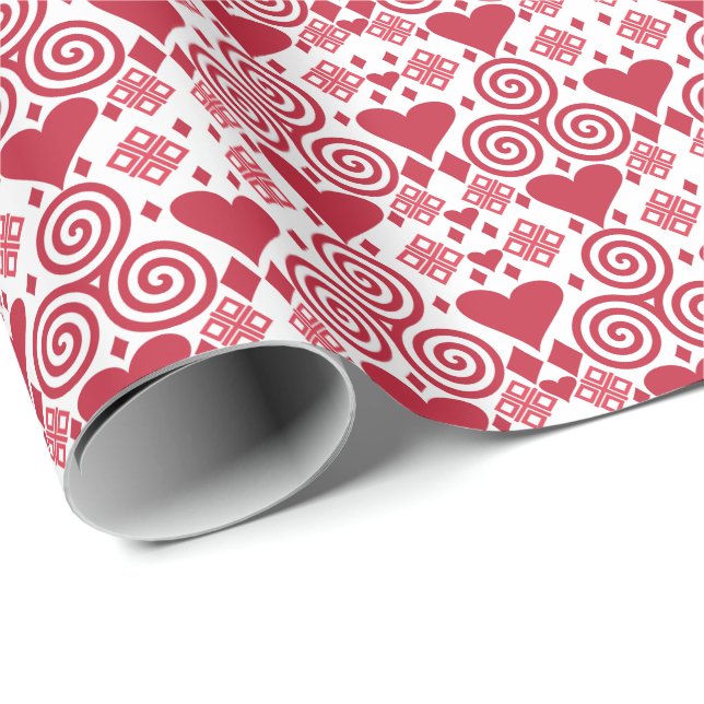 Valentinstag Liebe Rosa, Rot und Weiß Muster Geschenkpapier (Rolleneckpunkt)