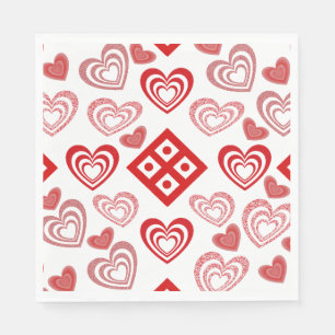 Valentinstag Liebe Rosa, Rot und Weiß Muster Serviette