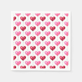 Valentinstag-Liebe Rosa und Rotes Herz Serviette