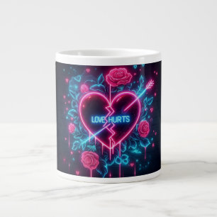 Valentinstag Liebe schmerzt Neon Heart Jumbo-Tasse