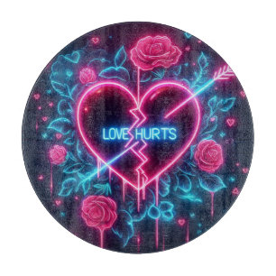 Valentinstag Liebe schmerzt Neon Heart Schneidebrett