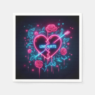 Valentinstag Liebe schmerzt Neon Heart Serviette
