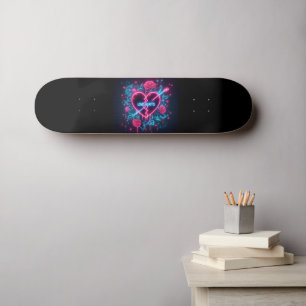 Valentinstag Liebe schmerzt Neon Heart Skateboard