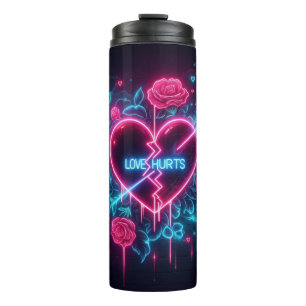 Valentinstag Liebe schmerzt Neon Heart Thermosbecher
