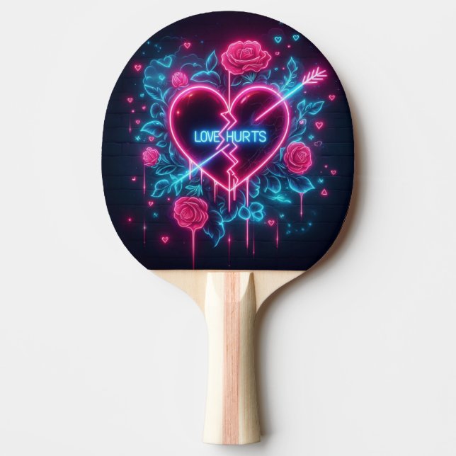 Valentinstag Liebe schmerzt Neon Heart Tischtennis Schläger (Vorderseite)