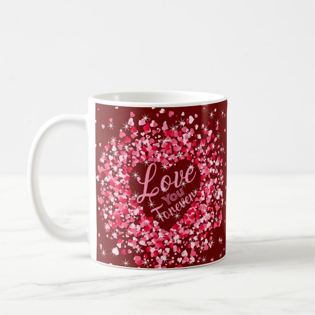 Valentinstag Liebe Sie für immer rosa Herzen Kaffeetasse (Links)
