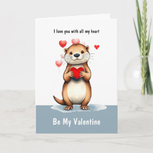 Valentinstag Liebe Spaß Otter Tier Liebe Herz Feiertagskarte