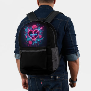 Valentinstag Liebe verletzt Neon-Herz Bedruckter Rucksack