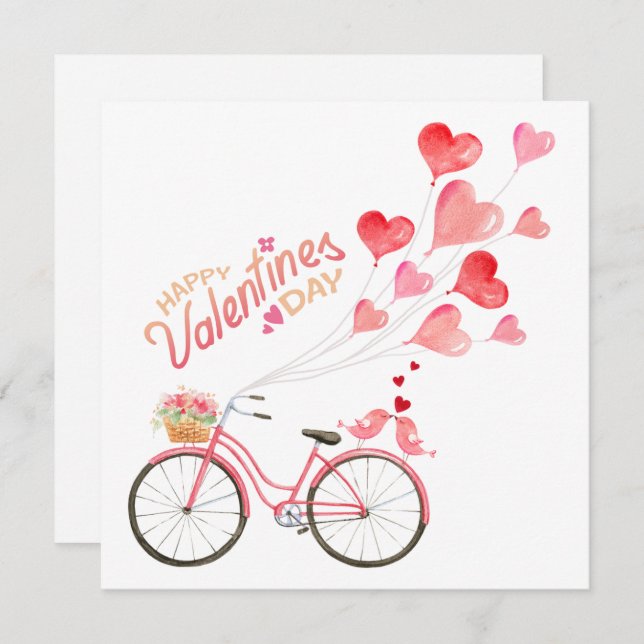 Valentinstag Liebe Vögel mit Fahrrad Feiertagskarte (Vorne/Hinten)