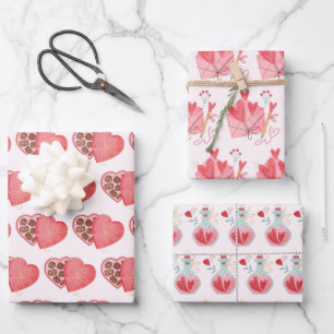 Valentinstag Liebe Wrapping Paper Set von 3 Geschenkpapier Set