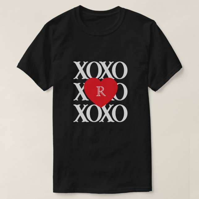 Valentinstag Liebe xoxo Initial T-Shirt (Design vorne)