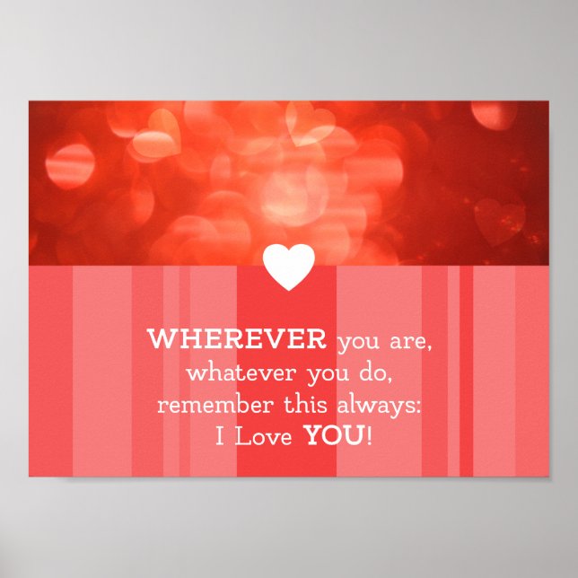 Valentinstag Liebe You Red Bokeh Herzen Poster (Vorne)
