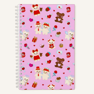Valentinstag Liebes-Teddybär Rosa Notizbuch
