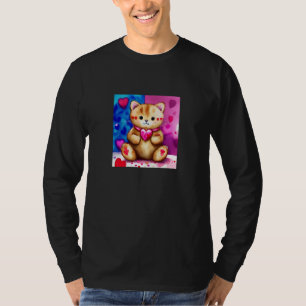 Valentinstag Liebesherz Katze Teddy Freundin Fi T-Shirt