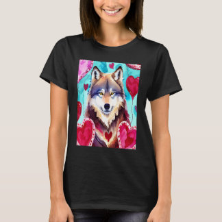 Valentinstag Liebesherz Süßer Wolf Freundin Fi T-Shirt