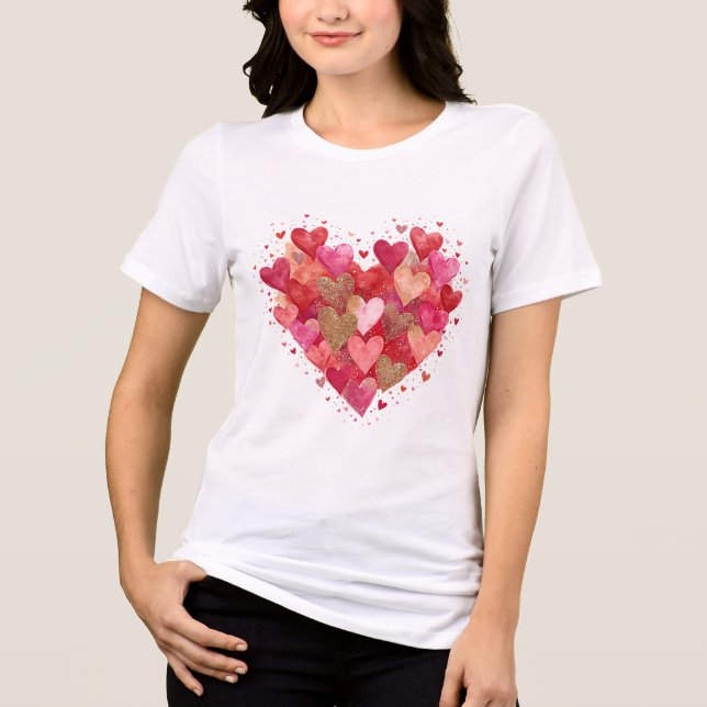 Valentinstag-Liebesherzen Tri-Blend Shirt (Vorderseite)
