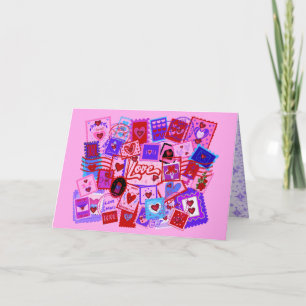 Valentinstag-Liebespost-Briefmarken-Karte Karte