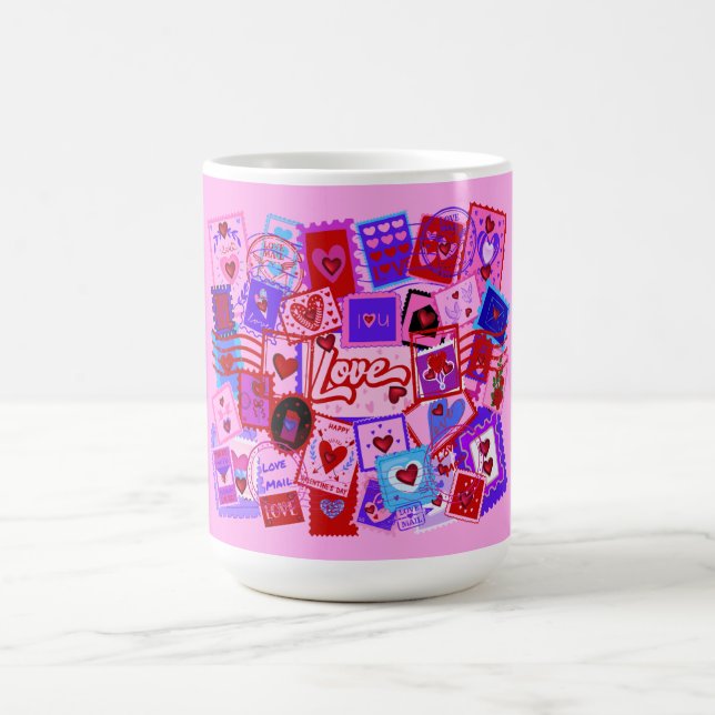 Valentinstag Liebespost Briefmarken Tasse (Zentrum)