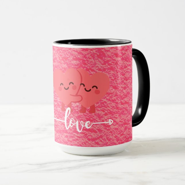Valentinstag-Liebestasse – Rosa Herz Design Tasse (VorderseiteRechts)