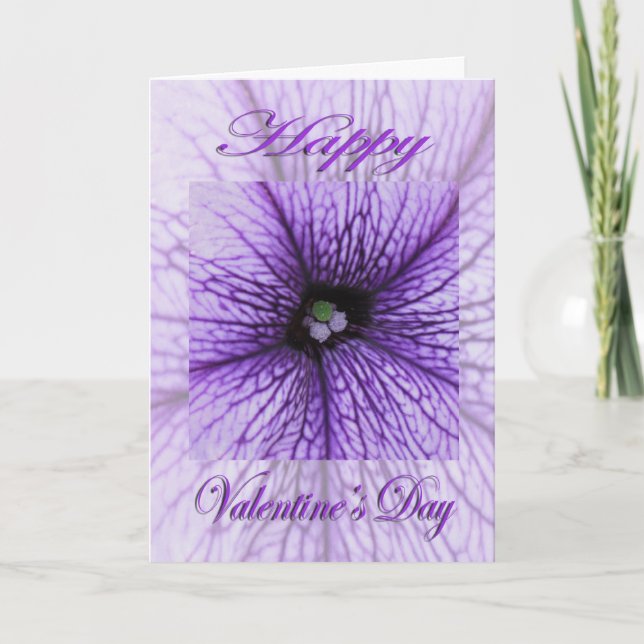 Valentinstag Lila Blossom Feiertagskarte (Vorderseite)