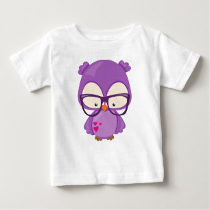 Valentinstag, Lila Eule, Brille, Herz Baby T-shirt