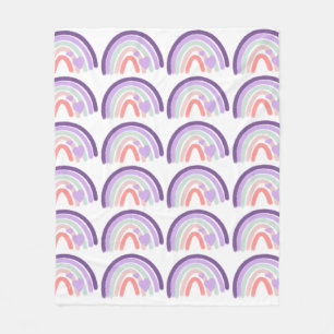 Valentinstag Lila Handgezeichnetes Regenbogenmuste Fleecedecke