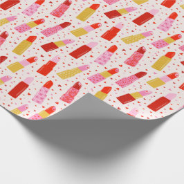 Valentinstag Lipsticks auf Creme Geschenkpapier