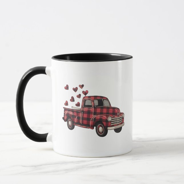 Valentinstag LKW Funny Buffalo Kariert Leopard Tasse (Links)