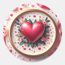 Valentinstag / LOVE runde Aufkleber Etiketten