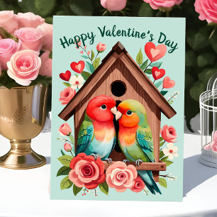 Valentinstag Lovebirds Niedlicher Papagei Feiertagskarte