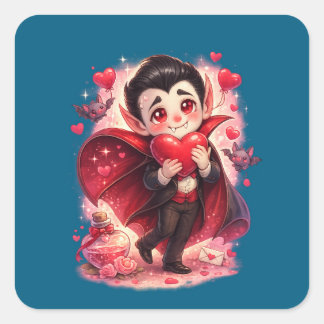Valentinstag Lustiger Dracula-Aufkleber – Süße Lie Quadratischer Aufkleber