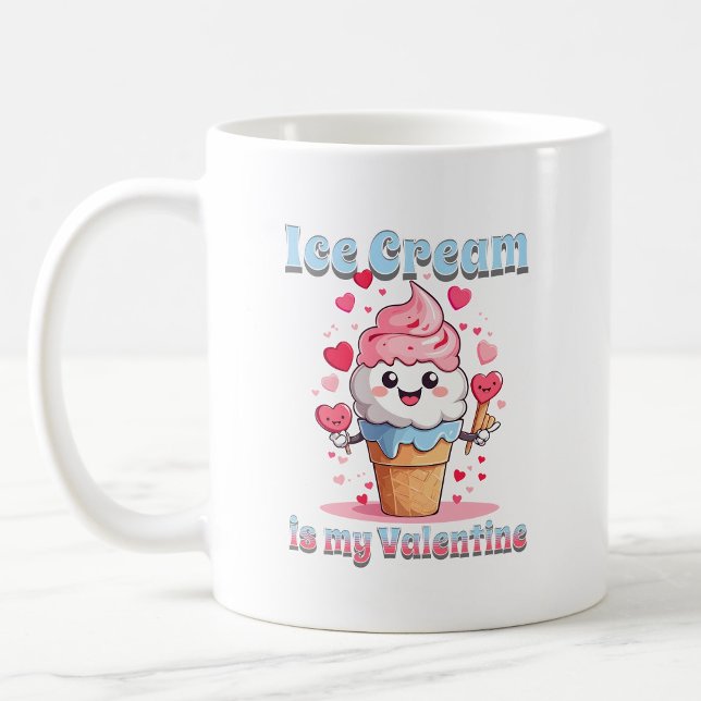 Valentinstag lustiger Kawaii-Eis-Kegel Kaffeetasse (Von Creator hochgeladen)