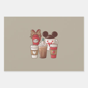 Valentinstag Lustiger Latte Kaffee Liebhaber  Geschenkpapier Set